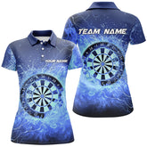 Maxcorners Blue Fire & Water Dartboard Personalized Womens Darts Polo Shirt Darts Jersey For Women