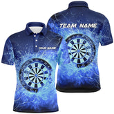 Maxcorners Blue Fire & Water Dartboard Personalized Mens Darts Polo Shirt Custom Darts Jersey For Men