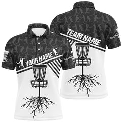 Maxcorners Customized Disc Golf Cross Black White Mens Polo Shirts Disc Golf Shirt For Men Golf Gifts MT0510