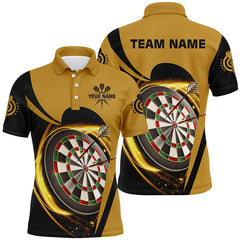 Maxcorners Personalized Yellow Black Light Cool Mens Darts Polo Shirt Custom Darts Jersey For Men