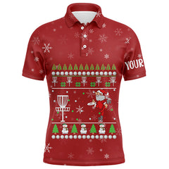 Maxcorners Customized Santa Playing Disc Golf Red Christmas Mens Polo Shirt Cool Disc Golf Gifts For Men MT0510