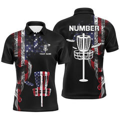 Maxcorners Custom Smoky American Flag Mens Disc Golf Tops Patriotic Disc Golf Shirts For Men Us Disc Golf Basket MT0510
