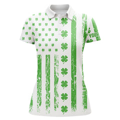 Maxcorners St Patrick's Day American Flag Womens Golf Polos Green Clover Patriotic Golf Tops For Women