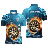 Maxcorners Fire And Water Blue Mens Darts Polo Shirt Custom Darts Shirt For Men Dart Team Jerseys