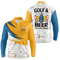 Maxcorners Golf & Beer That'S Why I'M Here Golf Icons Seamless Customized Name 3D Polo Shirt Unisex