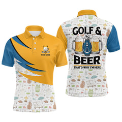 Maxcorners Golf & Beer That'S Why I'M Here Golf Icons Seamless Customized Name 3D Polo Shirt Unisex