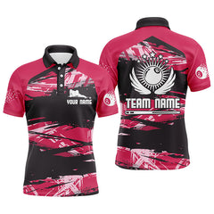 Maxcorners Personalized Billiard 3D All Over Print Pink Grunge Polo Shirts
