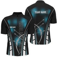 Maxcorners Personalized Clear Shot Bows Archery Polo Shirts For Men, Black Blue Arrows Bows Archery Shirts
