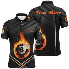 MaxCorners Billiard Fire 8 Ball Customized Name, Team Name 3D Polo Shirt