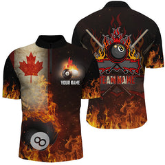 Maxcorners Personalized Canadian Flag 8 Ball Pool On Fire 3D Billiard Polo Shirts Billiards Jerseys