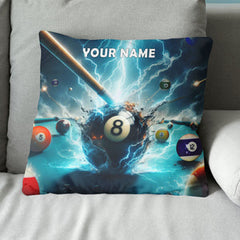 Personalized Thunder Lightning 8 Ball Billiard 3D Pillow Top Pillow Gift