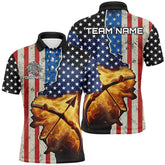 Maxcorners Personalized American Flag Target Archery 3D Polo Shirts For Men, Custom Archery Jerseys Design