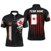 Maxcorners Customized Vintage Billiard Canada Flag Polo Shirts For Men Custom Patriotic Gifts For Pool Lover LM154