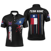 Maxcorners Customized Vintage Billiard Texas Flag Polo Shirts For Men Custom Patriotic Gifts For Pool Lover LM154