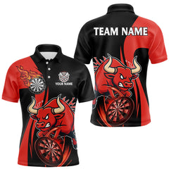 Maxcorners Black And Red Custom Bull Darts Shirt For Men, Personalized Darts Jersey Team Polo & 1/4 Zip TU0212