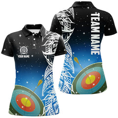 Maxcorners Personalized 3D Target Archery Green Galaxy Pattern Men Polo Shirts, Team League Archery Jerseys