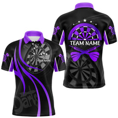 Maxcorners Black And Purple Darts Jersey For Men Custom Team Polo & Quarter Zip Darts Shirt Uniform LM0412