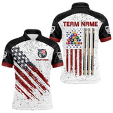 Maxcorners Black White Grunge American Flag Custom Billiard Shirts For Men, Patriotic Team Player Pool Jerseys