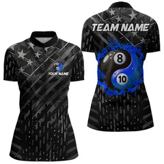 Maxcorners Black Us Flag Ying And Yang 8 Ball & 10 Ball Custom Billiard Shirts For Men Funny Billiard Jerseys
