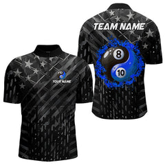 Maxcorners Black Us Flag Ying And Yang 8 Ball & 10 Ball Custom Billiard Shirts For Men Funny Billiard Jerseys