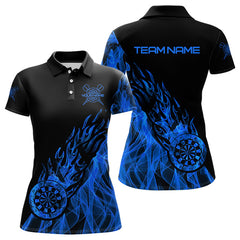 Maxcorners Black And Blue Dartboard Fire Flame Darts Polo & Quarter Zip Custom Dart Shirt For Men Dart Jersey