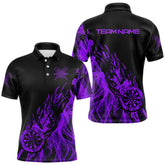 Maxcorners Black And Purple Fire Flame Darts Polo & Quarter Zip Custom Dart Shirt For Women Dart Jerseys