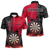 Maxcorners Black And Red Fire Darts Shirts For Men Custom Darts League Team Jerseys Darts Polo & 1/4 Zip