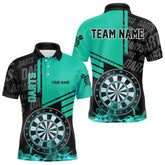 Maxcorners Black And Turquoise Darts Shirts Custom Darts League Team Jerseys Darts Polo & 1/4 Zip