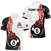 Maxcorners Personalized 8 Ball Pool Crown Billiard Shirt For Men Custom Pool Jersey Billiard Team Shirt |Red MT1706