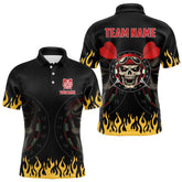 Maxcorners Personalized Fire Funny Skull Darts Polo & Quarter Zip Custom Men Darts Shirts Cool Dart Jerseys