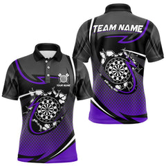 Maxcorners Funny Crack Dartboard Purple Darts Polo & Quarter Zip Custom Darts Shirt For Men Darts Team Jersey TU1410