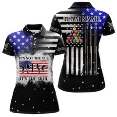 Maxcorners It'S Not The Cue It'S The Skill Custom American Flag Men Billiard Shirt Funny Billiard Jersey|Black