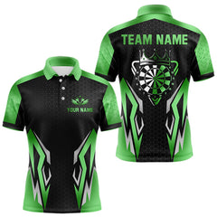 Maxcorners Black And Green Funny Crown Darts Shirt For Men Custom Darts Jerseys Team Polo & Quarter Zip TU1410