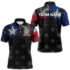 Maxcorners Personalized Texas Flag Smoke Darts Shirt For Men Custom Texas Darts Team Jersey Polo & 1/4 Zip