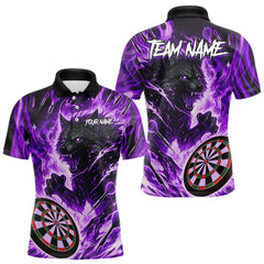 Maxcorners Purple Flaming Wolf Dartboard Jersey For Men Custom Darts League Team Shirt Polo & Quarter TU1410
