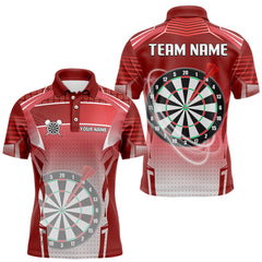Maxcorners Red Dartboard Lights Custom Darts Polo & Quarter Zip For Men, Personalized 3D Darts Team Jersey LM1812