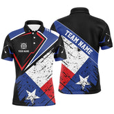 Maxcorners Personalized Archery Texas Flag Vintage Style Men Polo Shirts, Patriotic Texas Archery Shirts