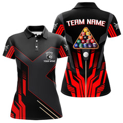 Maxcorners Personalized Red Black 8 Ball Pool Shirt For Men Custom Billiard League Team Jersey Polo & 1/4 Zip MT2306