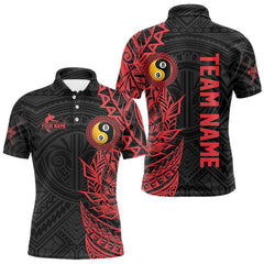 Maxcorners Black And Red Yin Yang 8 & 9 Ball Tribal Billiard Shirt For Men Custom Billiard Pool Team Jerseys TU1407