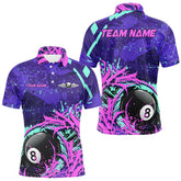 Maxcorners Personalized 8 Ball Billiard Shirt For Men | Neon Purple, Pink & Teal Paint Funny Pool Team Jersey MT2306