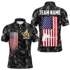 Maxcorners Personalized Billiard 8 Ball American Flag Billiard Pool Team Jerseys Polo & 1/4 Zip