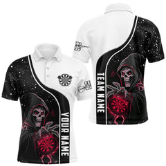 Maxcorners Red Grim Reaper Darts Men Polo & Quarter-Zip Custom Darts Shirts For Team Darts Jerseys LM1812