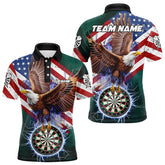 Maxcorners Personalized American Flag Eagle Dart Shirts For Men Custom Dart Board Lightning Dart Jerseys