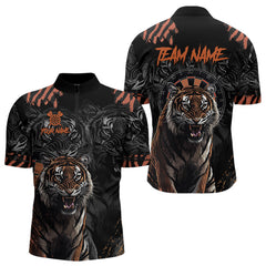 Maxcorners Black And Orange Custom Tiger Darts Polo & Quarter Zip, Dart Shirts For Women Team Dart Jerseys