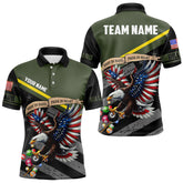 Maxcorners Shot In Hand Pride In Heart Custom Eagle Us Flag Green Men Billiard Shirt Army Billiard Team Jersey