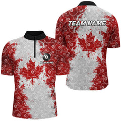 Maxcorners Canadian Leaf 8 Ball Pattern Billiard Jersey Customized Name, Team Name 3D Polo Shirt