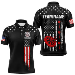 Maxcorners Personalized American Flag Darts Jersey For Men Custom Patriotic Darts Team Polo & 1/4 Zip Shirt LM3010