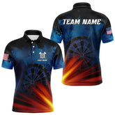 Maxcorners Glowing Orange And Blue Dart Polo & Quarter Zip Custom Men Dart Jerseys Team League Dart Shirts