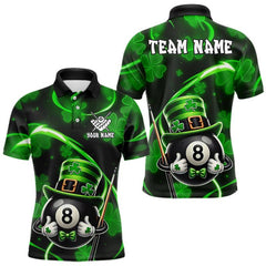 Maxcorners Personalized St Patrick Day 8 Ball Billiard Shirt For Men, Funny Shamrock Luckiest Billiard Jersey LM1812