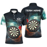Maxcorners Personalized 3D Darts Board Galaxy Universe Men Darts Polo Shirts Custom Darts Team Jerseys